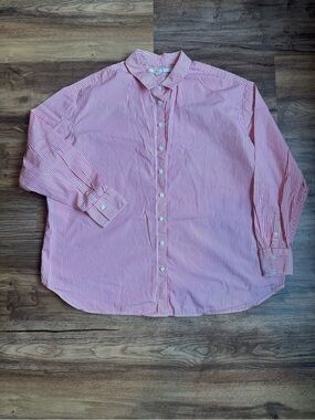 BODEN Classic Pink & White Stripe Button-Down Shirt Size US 12R